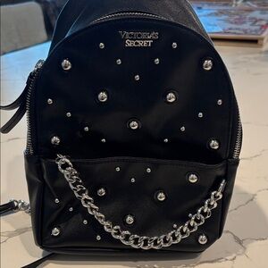 Victoria's Secret Black Backpack with Silver Accents